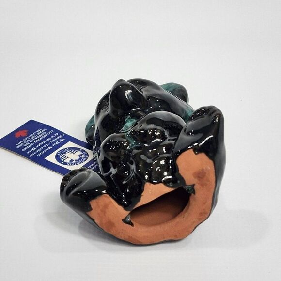 Blue Mountain Pottery 5" Green Drip Glaze Teddy Bear w Sticker Tag Canada - Picture 8 of 8